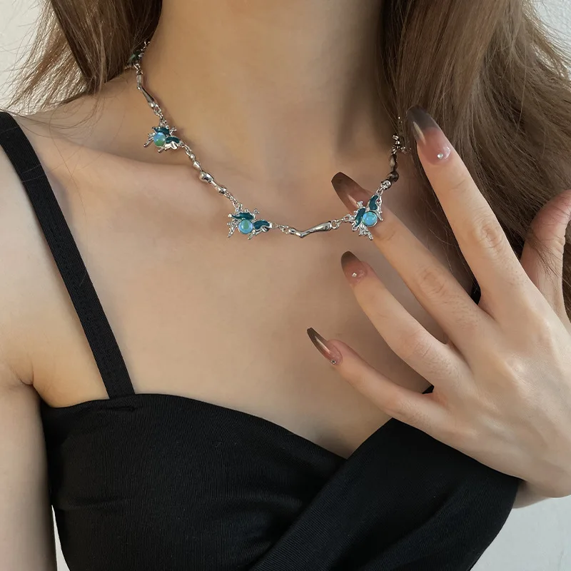 

Нестандартное ожерелье с голубой морской звездой лунного света, милая крутая цепочка из титановой стали для девочек