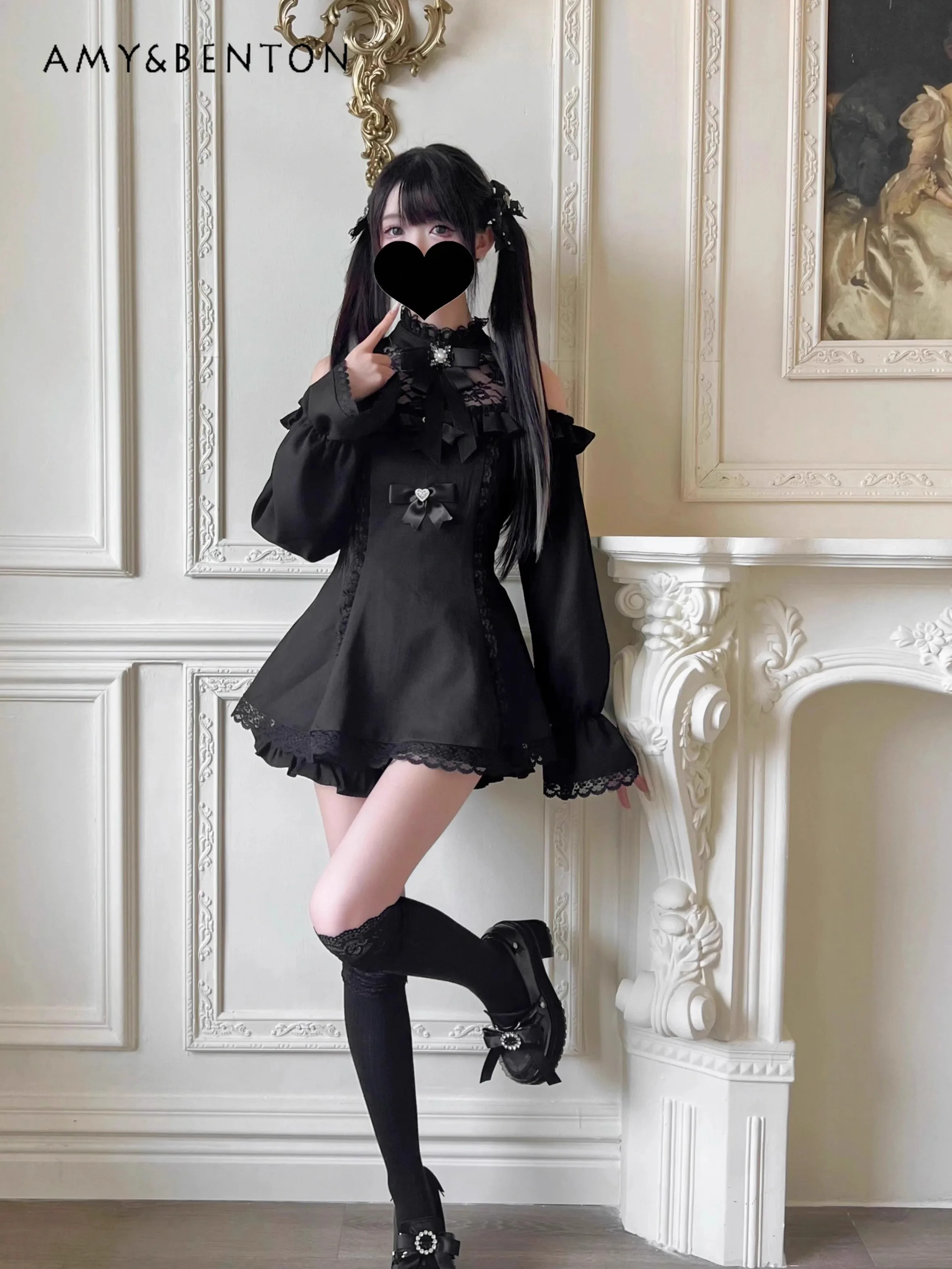 Милый облегающий мини-костюм в японском стиле серии Mine с бантом открытыми