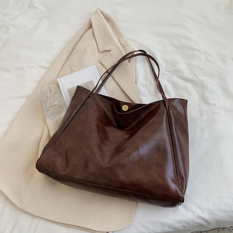 

Women PU Leather-Handbag Stylish Shoulder Bag Large Capacity Tote Bag for Winter