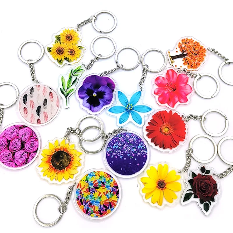

Подсолнух двухсторонний прозрачный акриловый анимационный мультяшный брелок для ключей креативный фотографический аксессуар