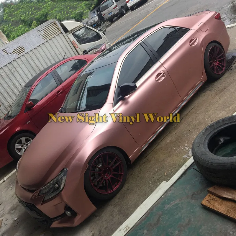 

Best Quality Rose Gold Satin Chrome Car Wrap Frozen Vinyl Film Bubble Free