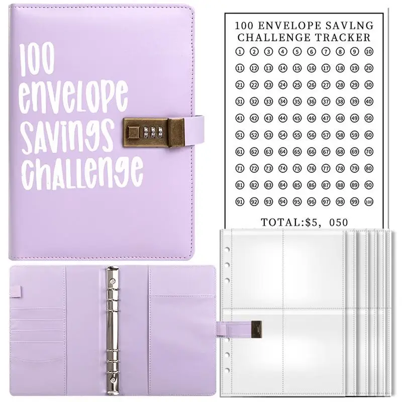 

Money Envelopes For Cash Saving Budgeting Binder Cash Envelopes With Password Lock Waterproof PU Leather Portable Saving 5050