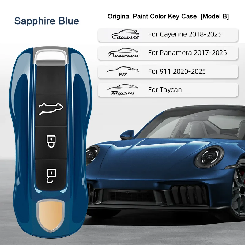 Чехол для автомобильного ключа с краской бордо, сменный корпус для Porsche Cayenne Mancan Panamera 911 718, Boxster Cayman Taycan 2010-2024