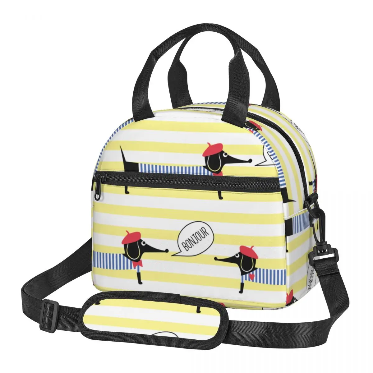 

Fresh Cooler Bag Cute Cartoon Dachshund French Dressed Dog Portable Thermal Lunch Bag For Women Lunch Box Tote Food Bag