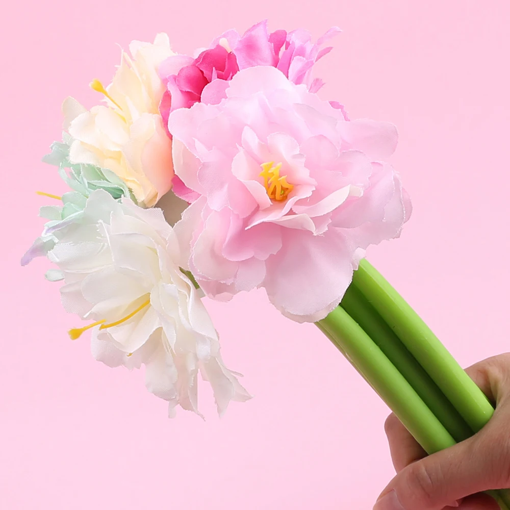 Новинка элегантные необычные ручки с цветком пиона милые кавайные гелевые