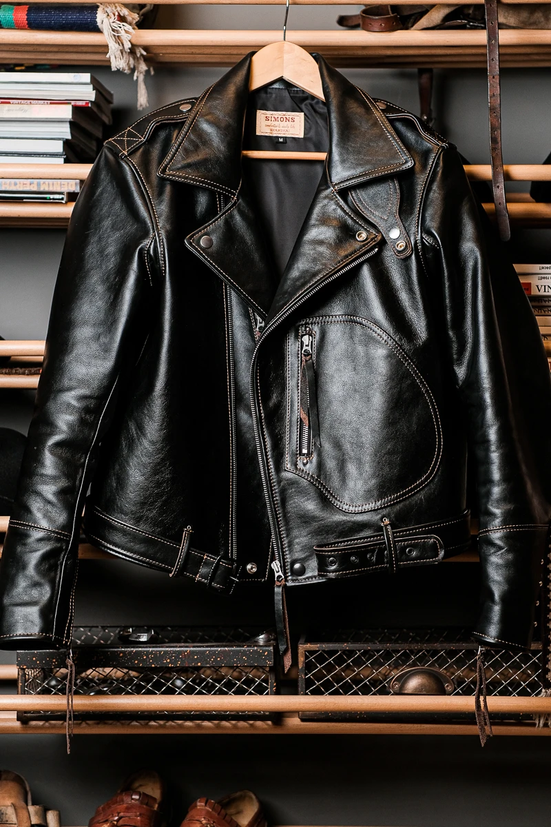 

YR!Free shipping.Luxury Full grain imported tea core calfskin jacket.Classic motor rider Genuine leather coat.Brand quality