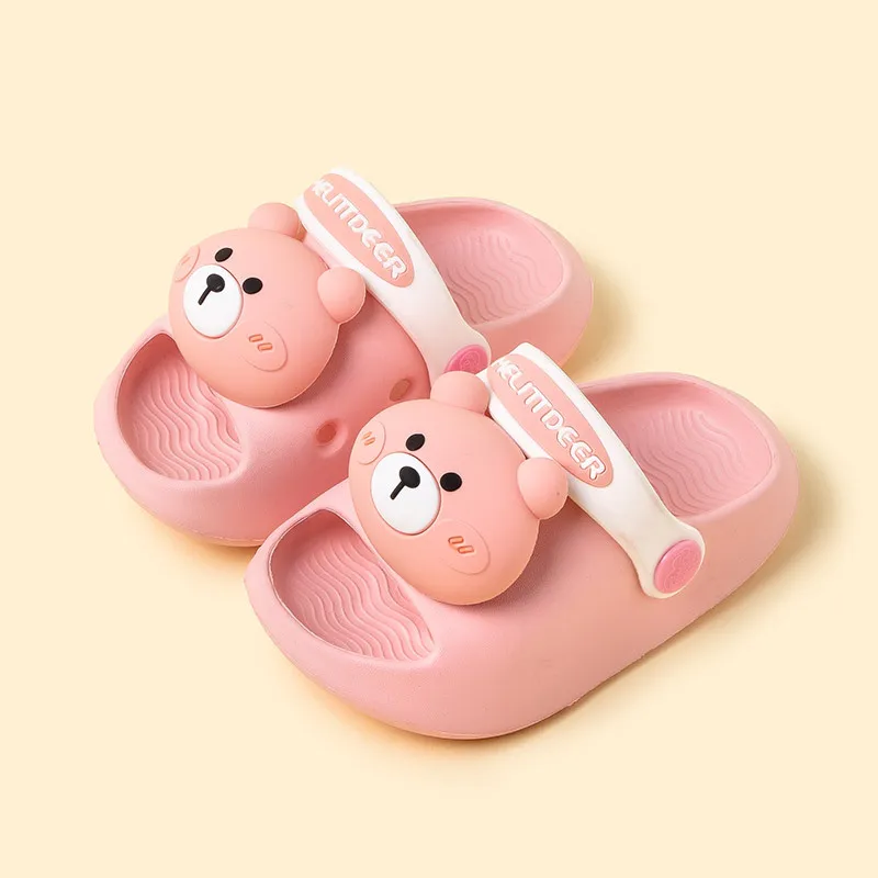 Summer Unisex Kids Slippers Baby Girls Home Shoes Cartoon Bear Bathroom Antislip Slides Toddlers  Beach Shoes Babi Eva Slippers