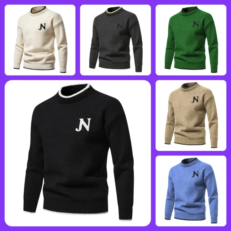 

6 цветов! Мужской трикотажный свитер с длинным рукавом и круглым вырезом