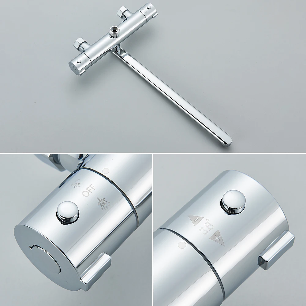 Хромированный смеситель с термостатом настенный термостатический душ из латуни