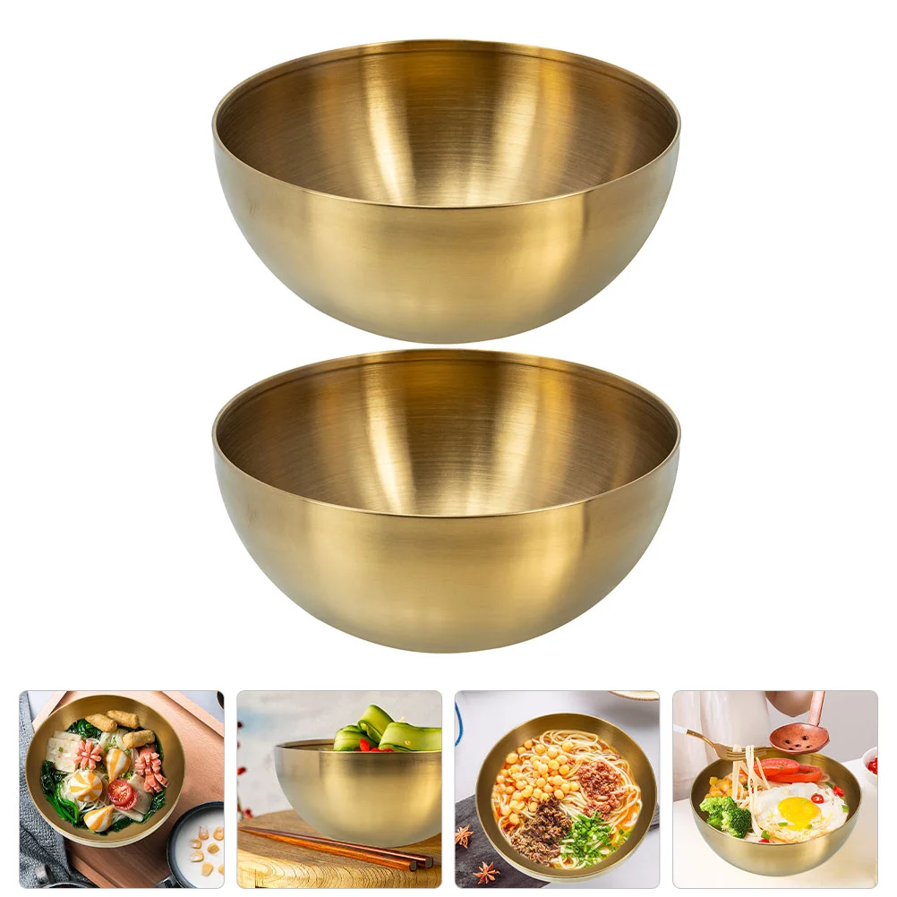 

Bowl Bowls Salad Stainless Steel Serving Rice Ramen Metal Korean Soup Noodle Mixing Cereal Kitchen Fruit Dessert Large Tableware