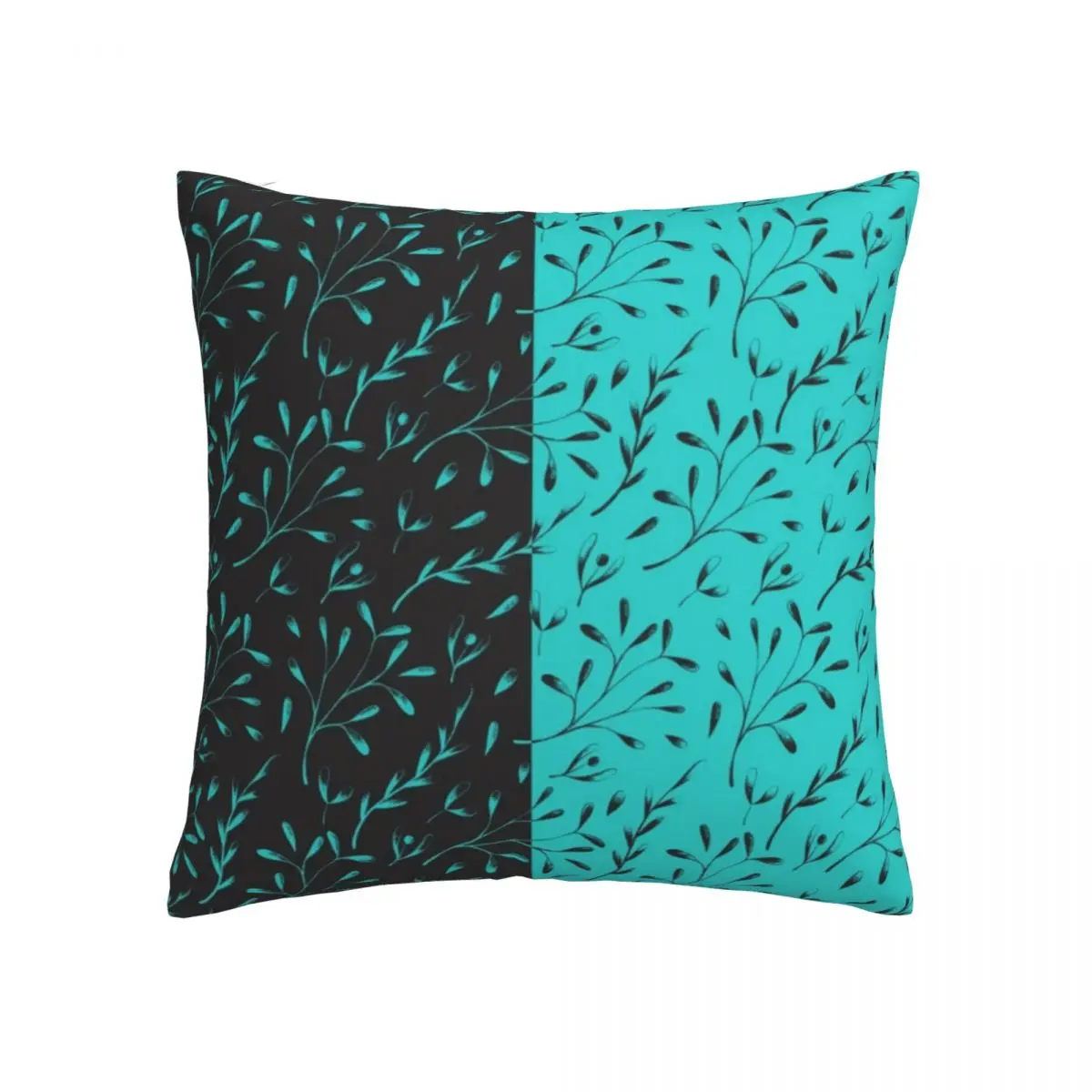 

Two Tone Pillow Case Black Leafy Vine Floral Luxury Polyester Pillowcase Bed Zipper Spring Cover