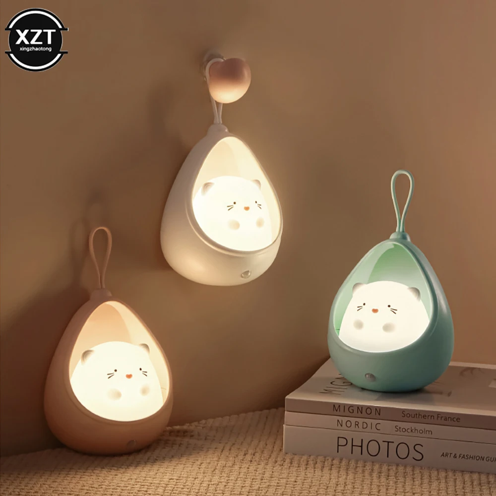 

USB Rechargeable LED Night Light Sensor Control Cute Animal Human Induction lamp For Children Kids Bedroom Silicone Wall Lights