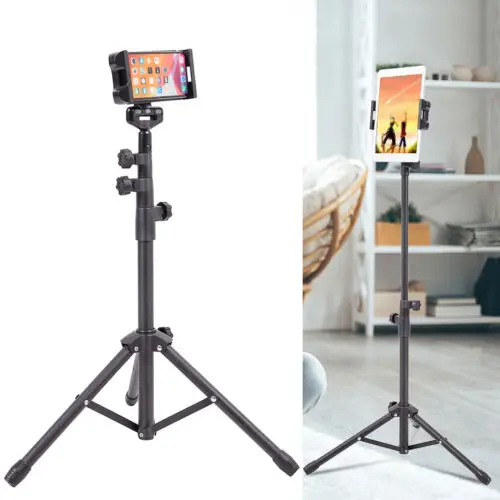 

Adjustable Floor Tripod Stand Mount Tablet Holder 4 Section Poles For Ipad 12.9"