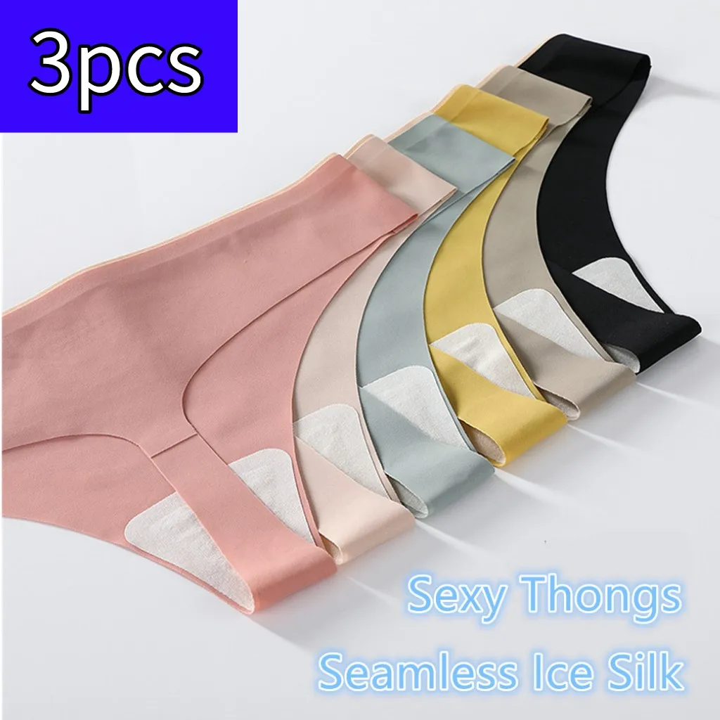 

3PCS/Lots Sexy Women Thongs 2022 Summer Fashion Ice Silk Female Underwear Ladies Low Rise Lingerie Sets For Women Panties трусы