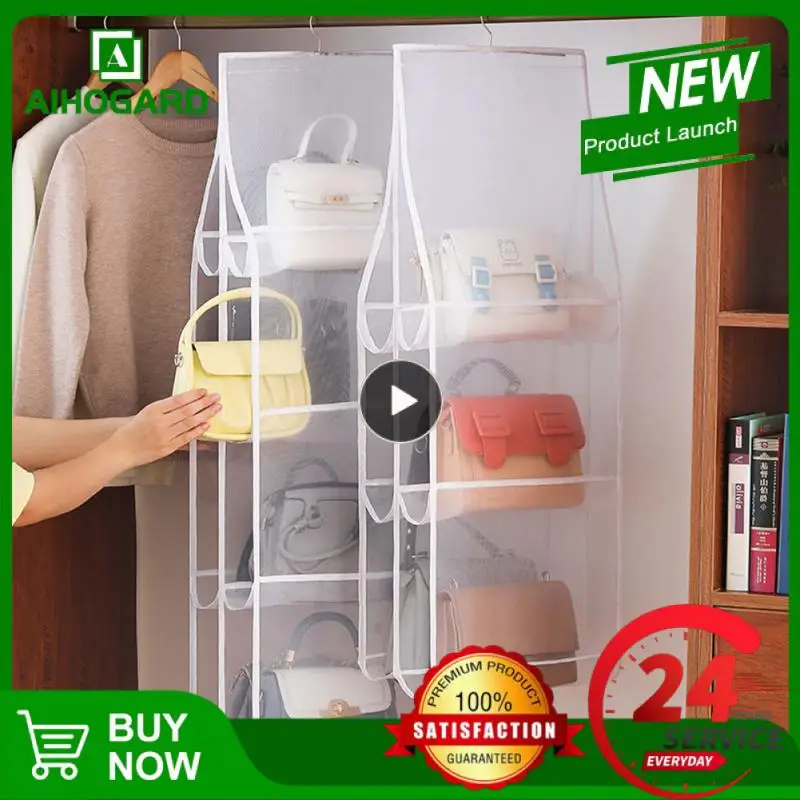 

Bag Shelf Foldable Tasteless Wardrobe Bag Storage Multiple Compartments Transparent Storage Hanging Bag Clothes Holder Bag