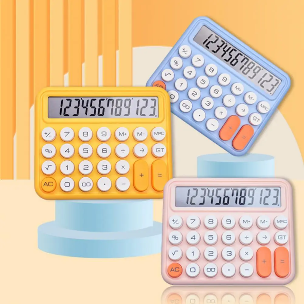 

Механический калькулятор 12 цифр с большим ЖК-дисплеем удобный точный большой круглый кнопочный калькулятор