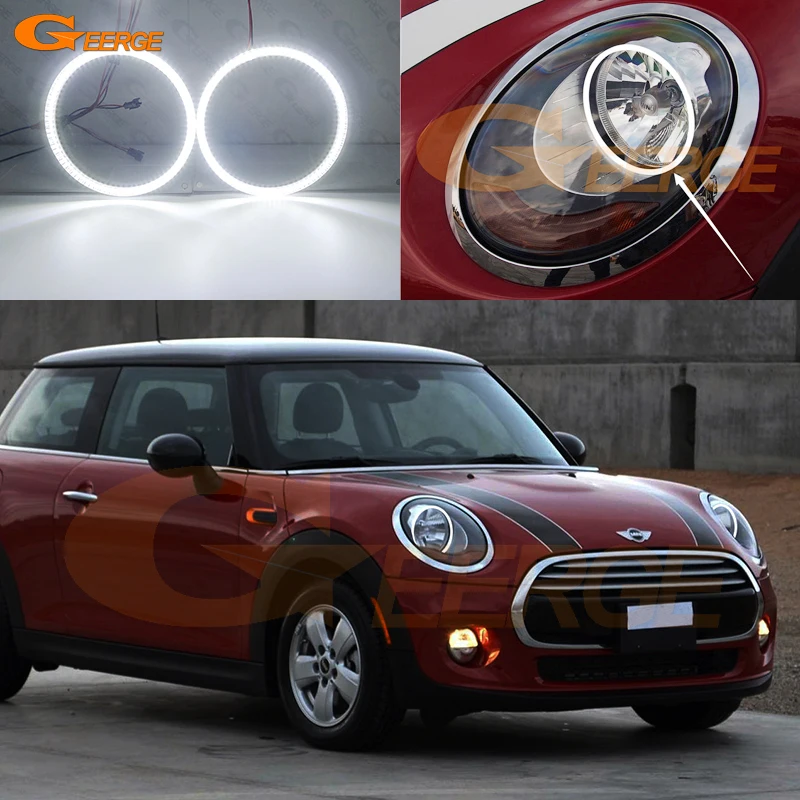 For MINI Cooper D S One F54 F55 F56 F57 HALOGEN HEADLIGHT Ultra Bright SMD LED Angel Eyes Halo Rings Kit Day Light