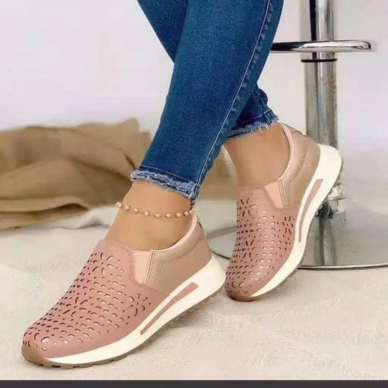 

Women Platform Sneakers Shallow Loafers Vulcanized Shoes Breathable Hollow Out Casual Ladies Woman Zapatilias Mujer 42 43