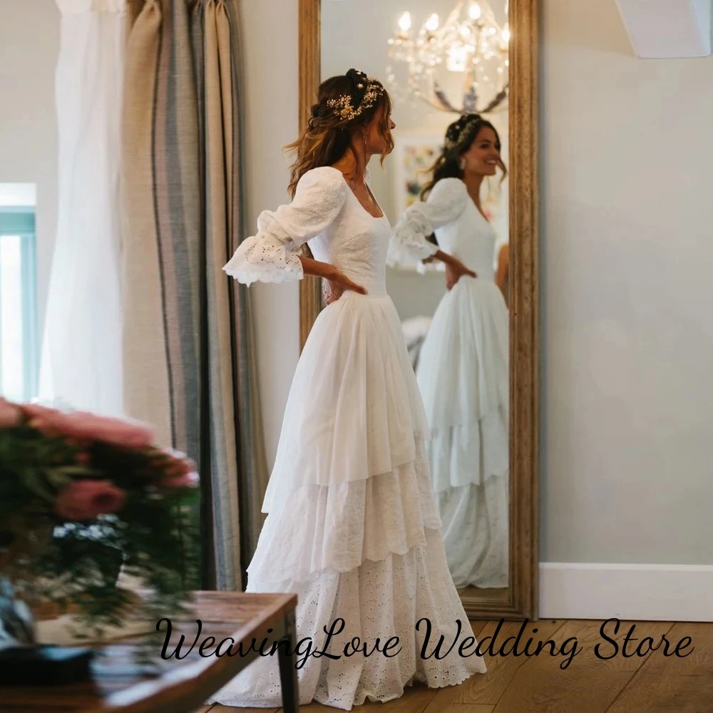 Многоярусные Свадебные платья 2024 весеннее платье в пол с рукавом до локтя Vestidos De