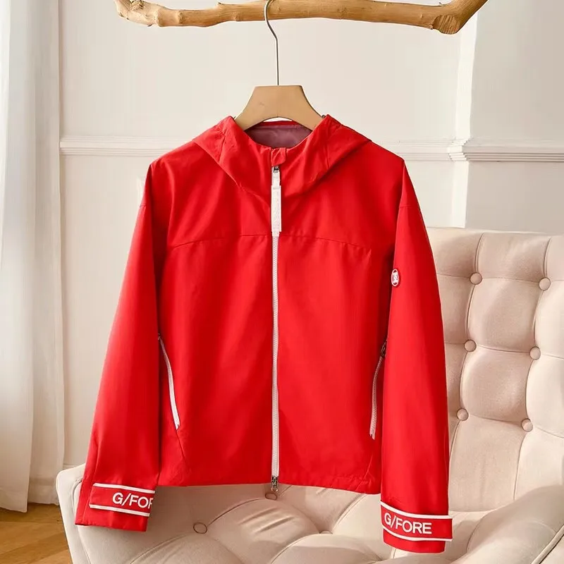 Women's Softshell Jacket, Light Hooded Windproof Coat for Outdoor Golf