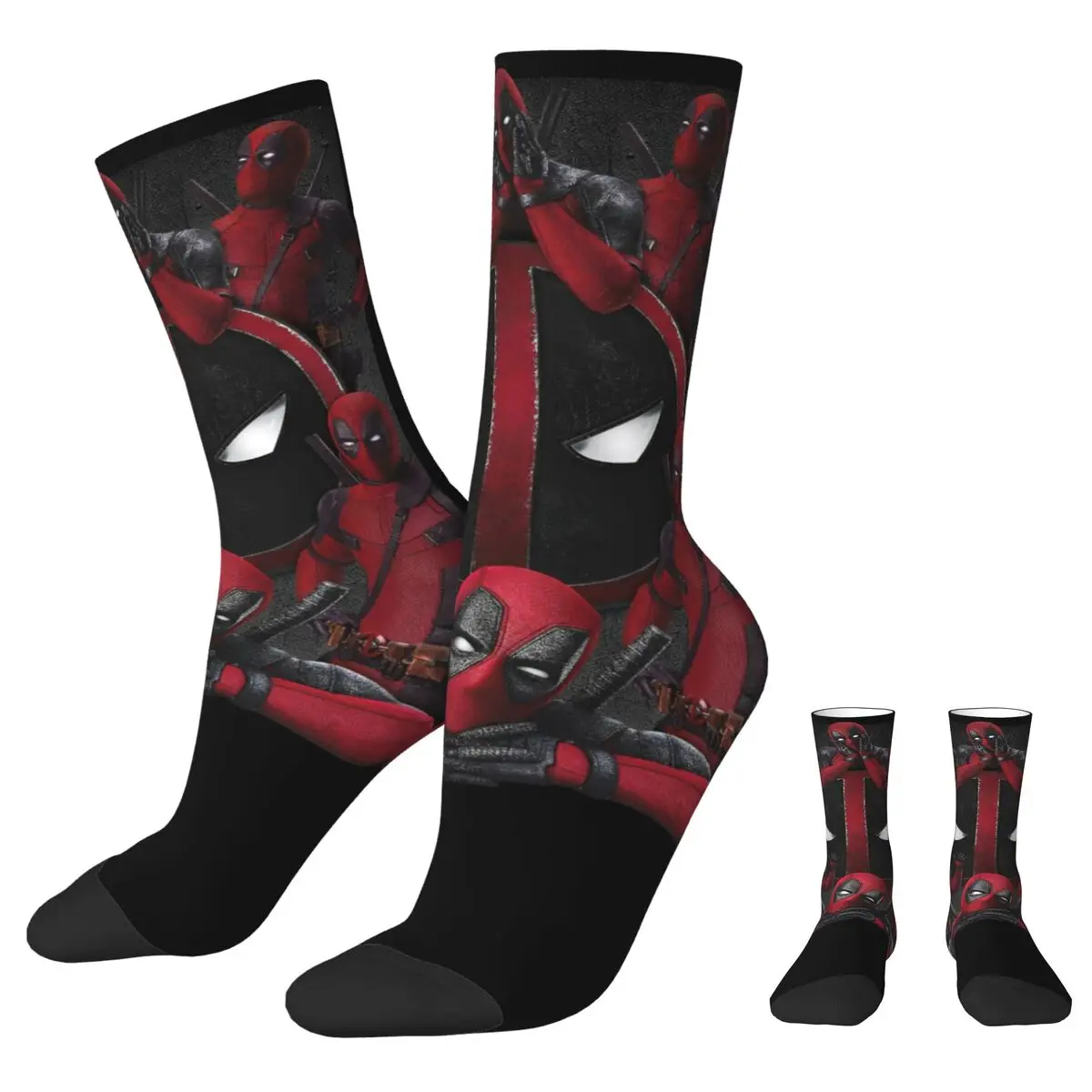 Носки мужские и женские с коллажем Дэдпула модные Мультяшные аниме носки средней