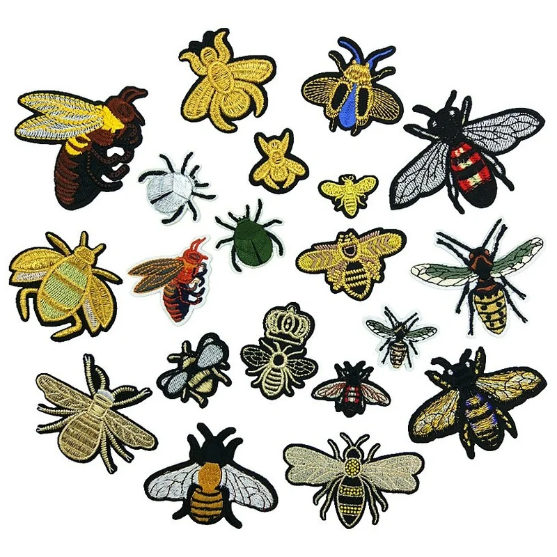 

100pcs/lot Luxury Animal Gold Silver Bee Embroidery Patch Shirt Bag Shoes Clothing Decoration Accessory Craft Diy Iron Applique