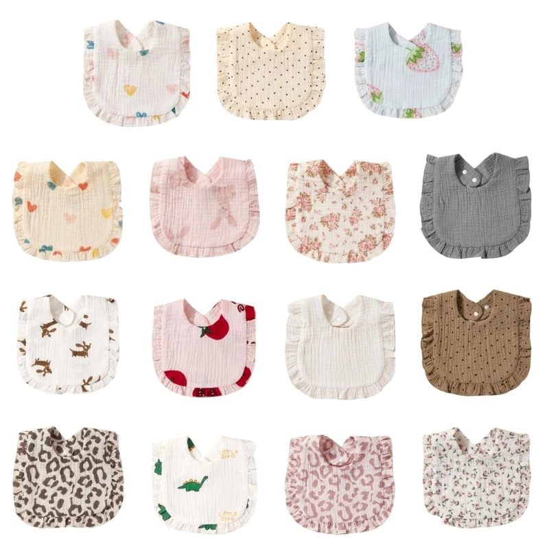 

Infant Teething Bib Newborn U-shape Ruffle Bib Saliva Towel Thick-Layer Burp Cloth Skin-Friendly Unisex Baby Eating Bibs