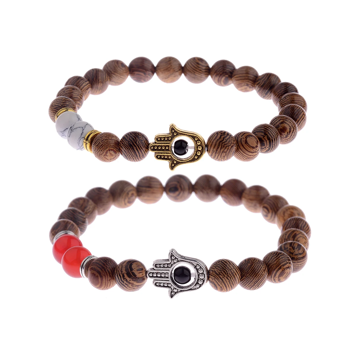 

Fashion Simple Wooden Bead Charm Bracelets Natural Lava Stone Bead Bracelet Healing Balance Palm Jewelry Gift