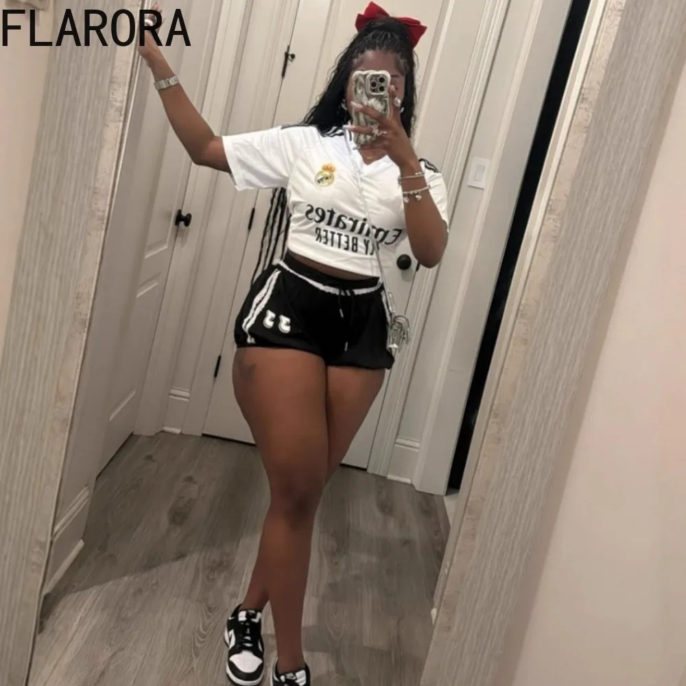 FLARORA Ретро комплекты из двух предметов с буквенным принтом женские топы