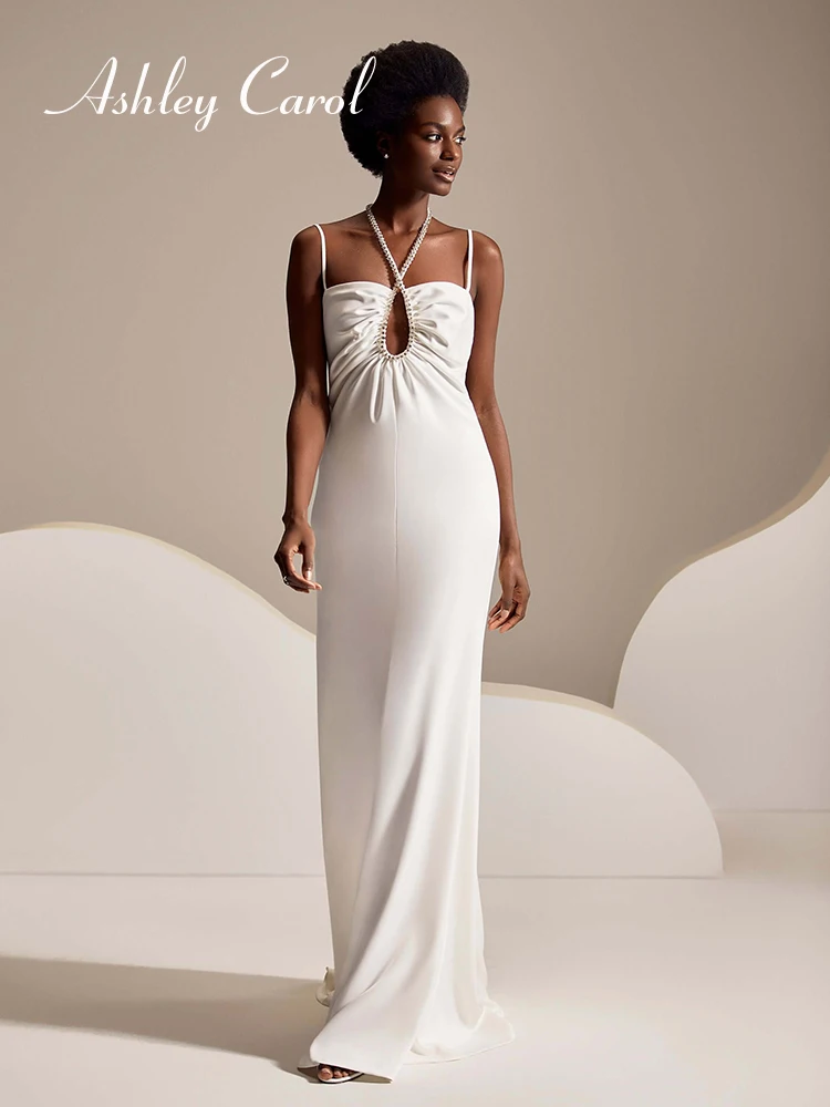 

Ashley Carol Mermaid Wedding Dresses For Womnen 2024 Spaghetti Straps Satin Bride Dresses Cut-out Bridal Gown Vestidos De Novia