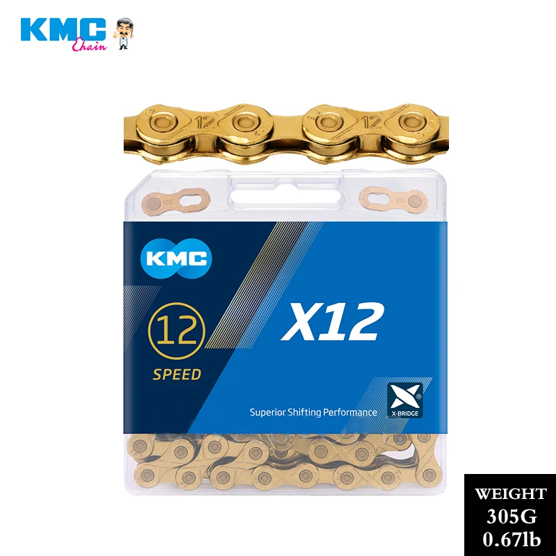Цепи для горного велосипеда KMC X12 Золотая/серебряная цепь на 12 Скоростей 126