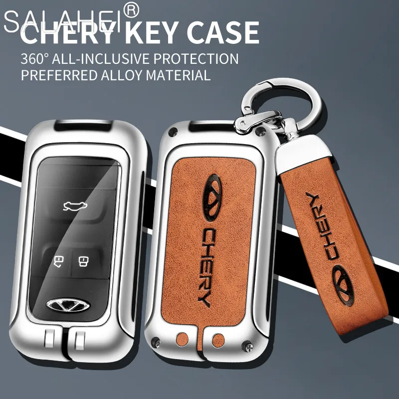 

1PC Alloy Leather Car Key Case For Chery Tiggo 3 5 X 4 8 Glx 7 2019 2020 Arrizo Auto Key Shell Accessories Keychains Protection