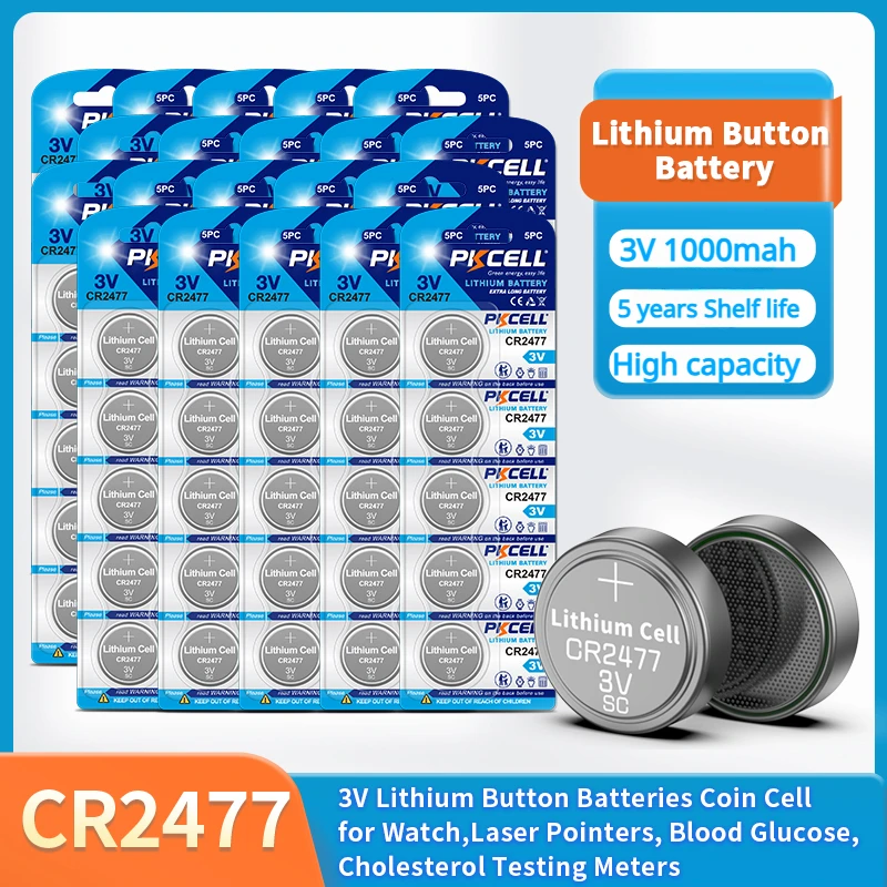 

5-100 шт. CR2477 3 в литиевые батареи DL2477 ECR2477 LM2477 KCR2477 CR 2477, Кнопочная батарея, литиевая батарея