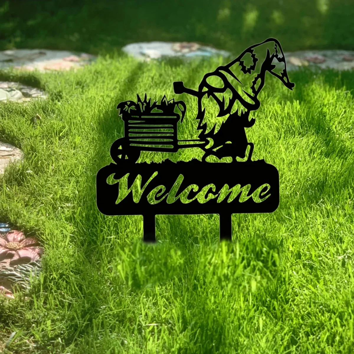 Металлический знак приветствия для внутреннего двора гномов газона