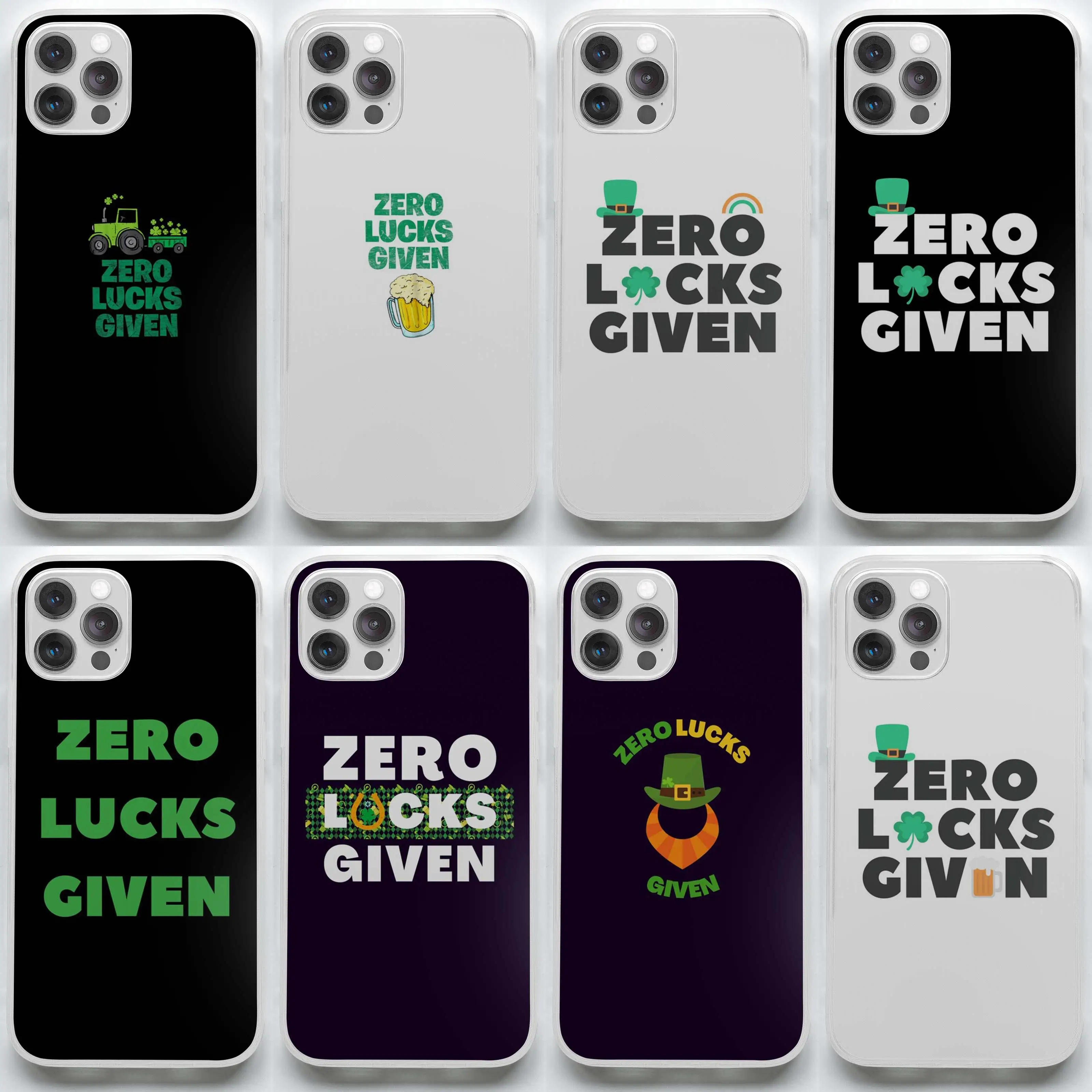 

Zero Lucks Given Funny Tractor St P-Patrick-kss Day Soft Phone Case for iPhone X XS XR Max 11 12 13 Pro Max Mini 7 8 Plus Cover