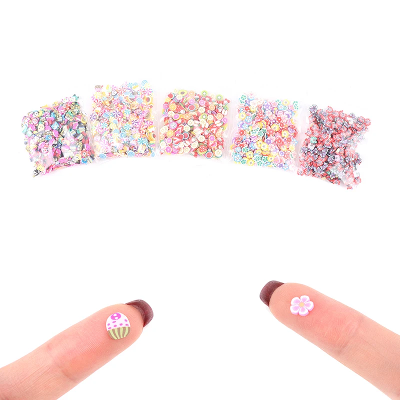 

10g/Bag 3D Colorful Fruit Slices Sequins Polymer Clayfor Filling For Nails Art Mixed Soft Pottery Fruit Slices For Kids DIY Toy