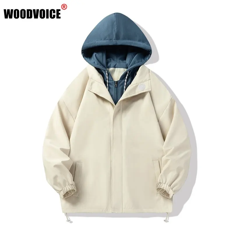 

Men's Fashion Jacket 2022 Autumn Winter Casual Streetwear Hoodie Jackets Harajuku Loose Men Women Solid Coats Mens Windbreaker
