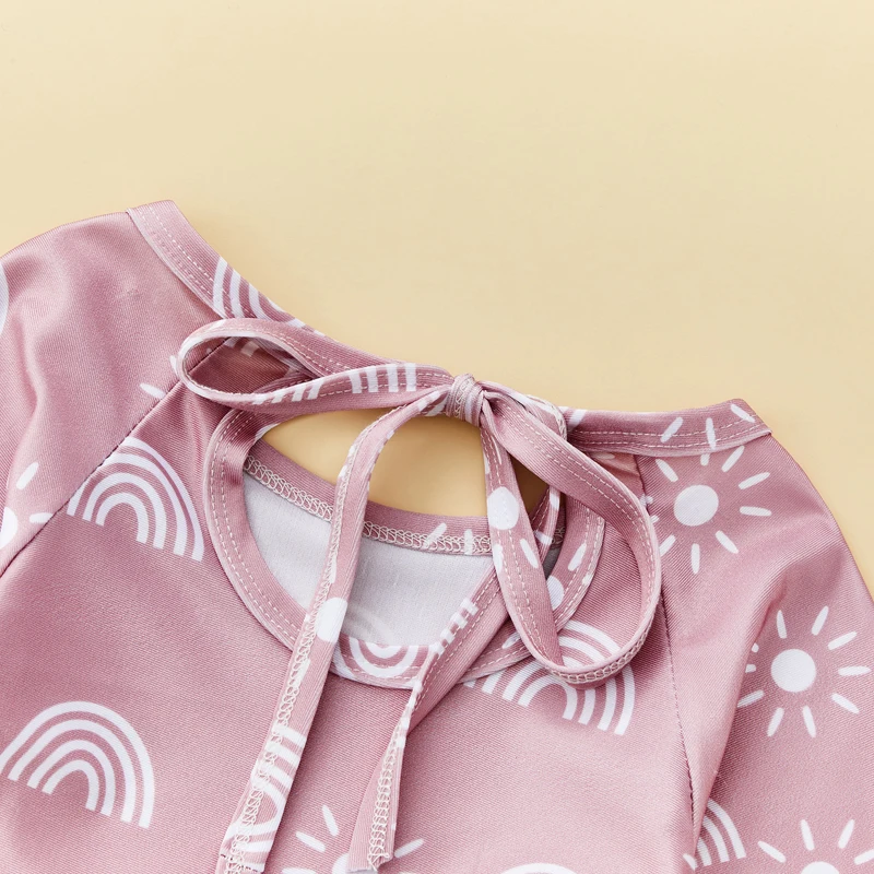 Купальник для маленьких девочек с принтом солнца и радуги/подсолнуха купальник