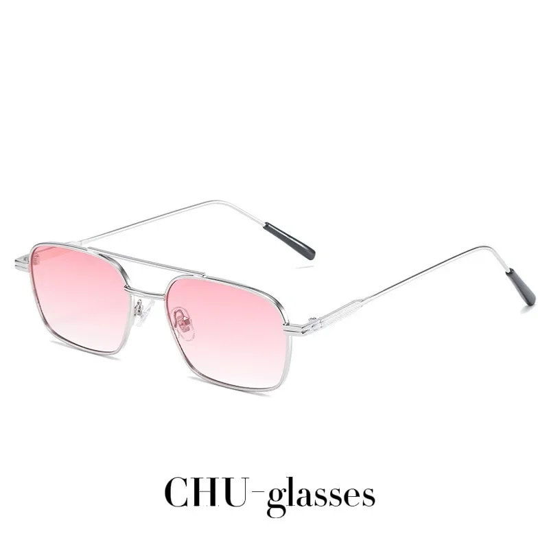 Винтажные металлические солнцезащитные очки с градиентным закатом и двойными