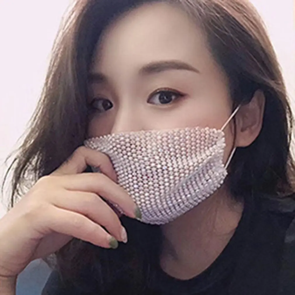 PM2.5 Breathable Outdoor Windproof Dustproof Cycling Bring crystal Diamond Full Face Mask Unisex Washable Mouth 2020 |