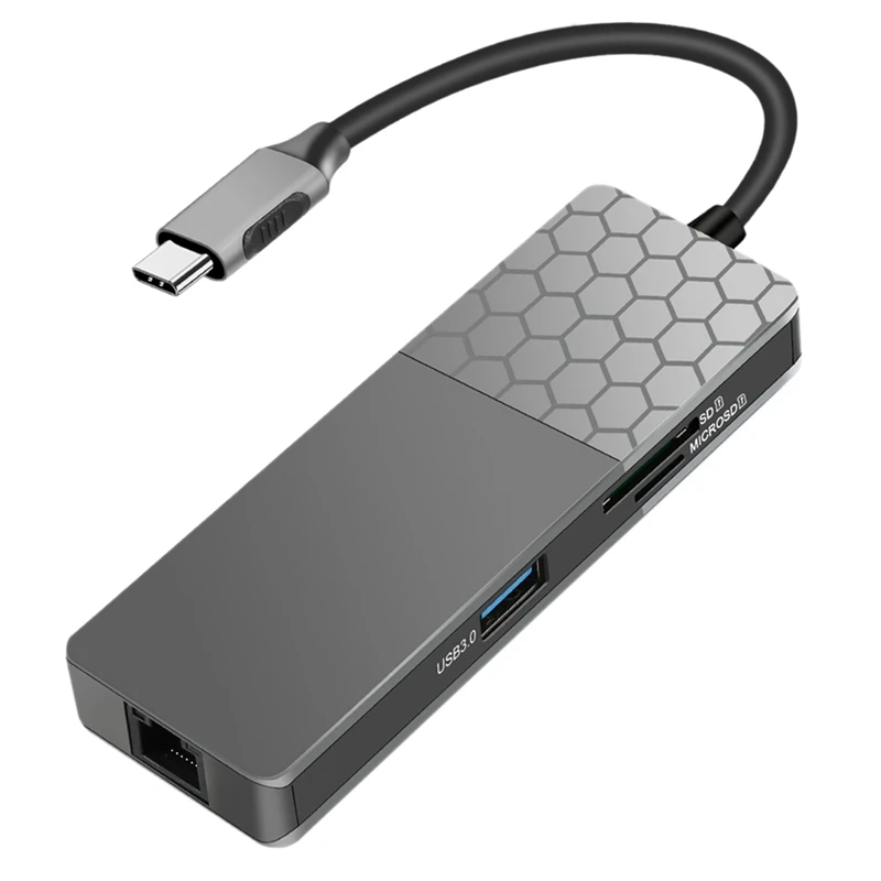 

Type-C Docking Station 7 Port HDMI-Compatible Network Interface USB3.0 HUB