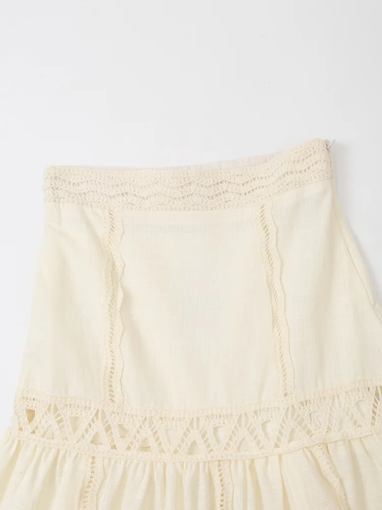 Юбка-миди Женская прямая крючком с завышенной талией на молнии