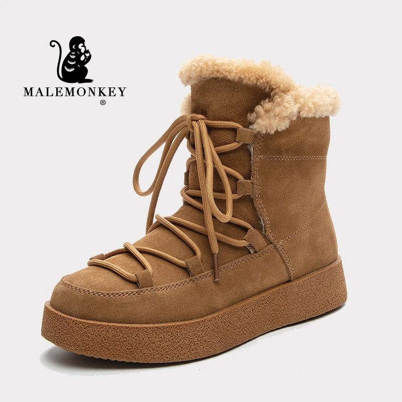 High Quality Winter Snow Boots Women 2022 Outdoor Warm Short Boots Round Toe Non-slip Comfortable Female Shoes Handmade