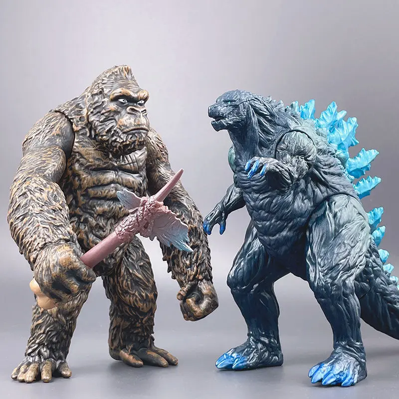 18CM Godzilla VS King Kong 3 Head Drago King Ghidorah Gorilla Godzilla Soft Glue Action Figure Collection Toy