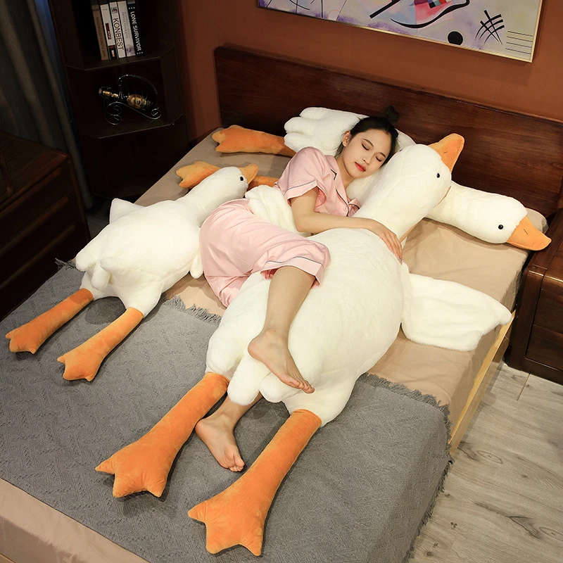 

Cute White Goose Body Pillow for Sleepping Sideways Long Pillow Lovely Plush Throw Pillows Girlfriend Classmate Birthday Present