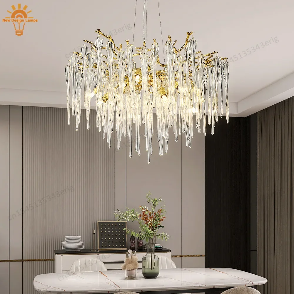 Дизайнерская хрустальная люстра для столовой Скандинавская люстра-колонна
