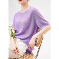 streetwear women fashion o neck thin summer hollow out pullover sweater women casual dropshipping clothes for women