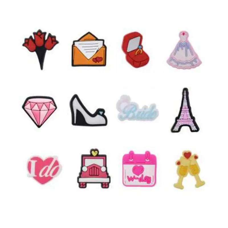 

1pcs Love Marry Croc Charms PVC Shoe Charms DIY Funny Shoe Accessories Fit croc clogs Decorations Buckle Unisex Gifts jibz