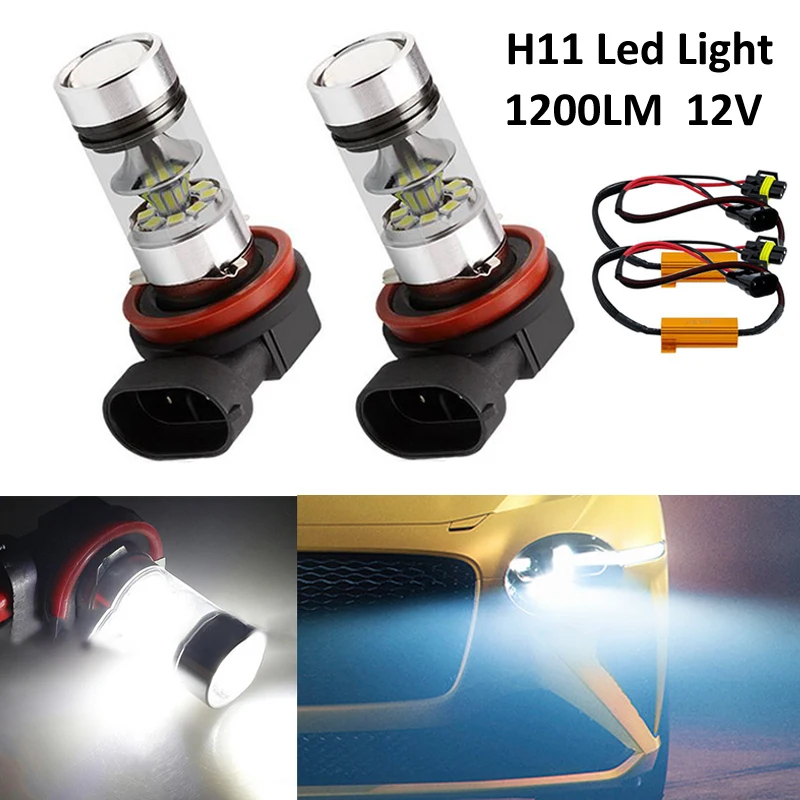 

2Pcs H11 1200LM Car Fog Lamp 6000K 20SMD Car Fog Light 3030 Vehicle Driving Lamp Canbus No Error For Skoda Octavia 2010-2014