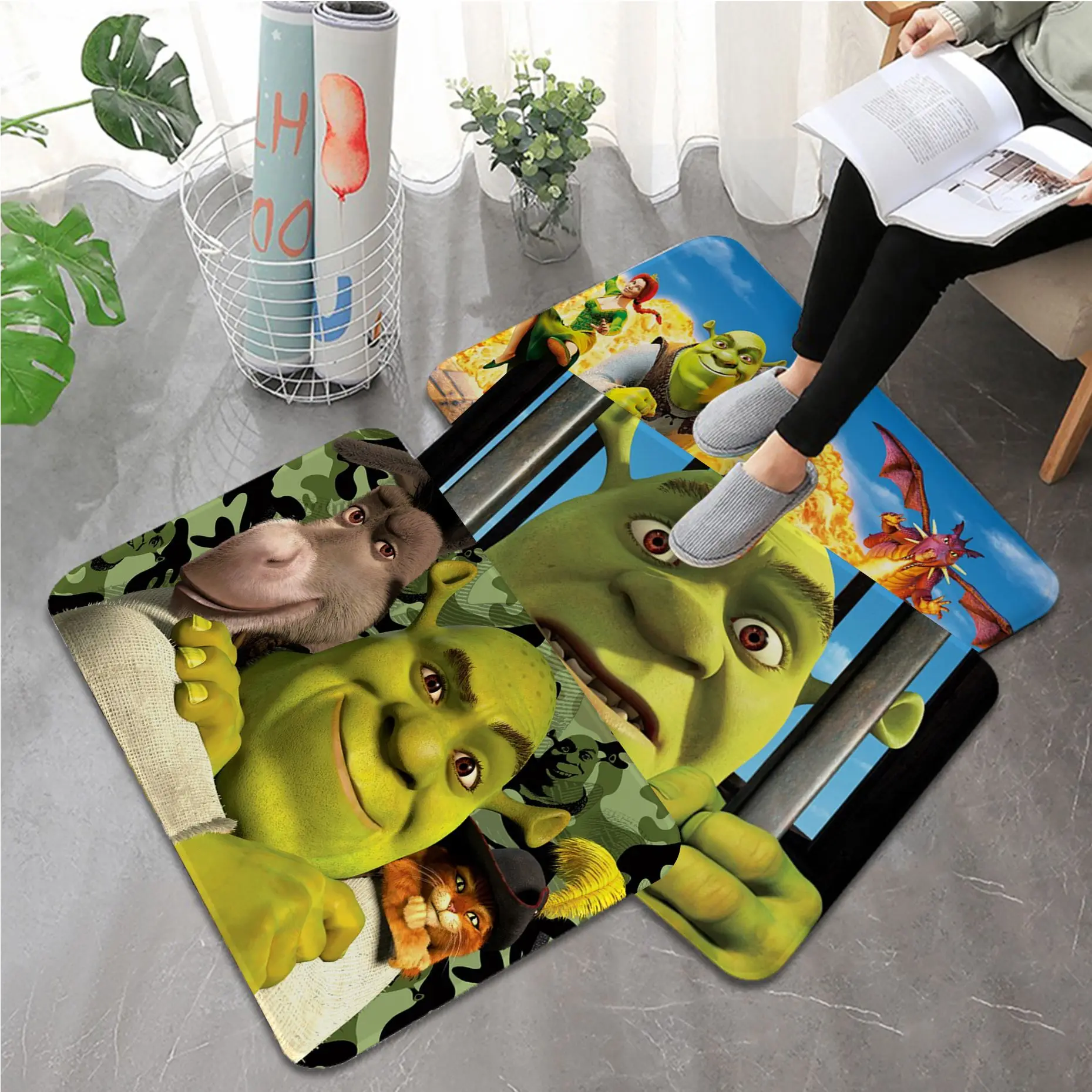 

Disney Cartoon Moive Shrek Coon Long Rugs Retro Multiple Choice Living Room Kitchen Rug Non-Slip Doormat Area Rug